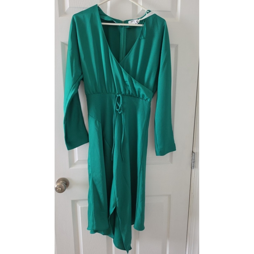 Cushnie For Target Emerald Green Wrap Dress Long-Sleeve - US 6 - Picture 5 of 13
